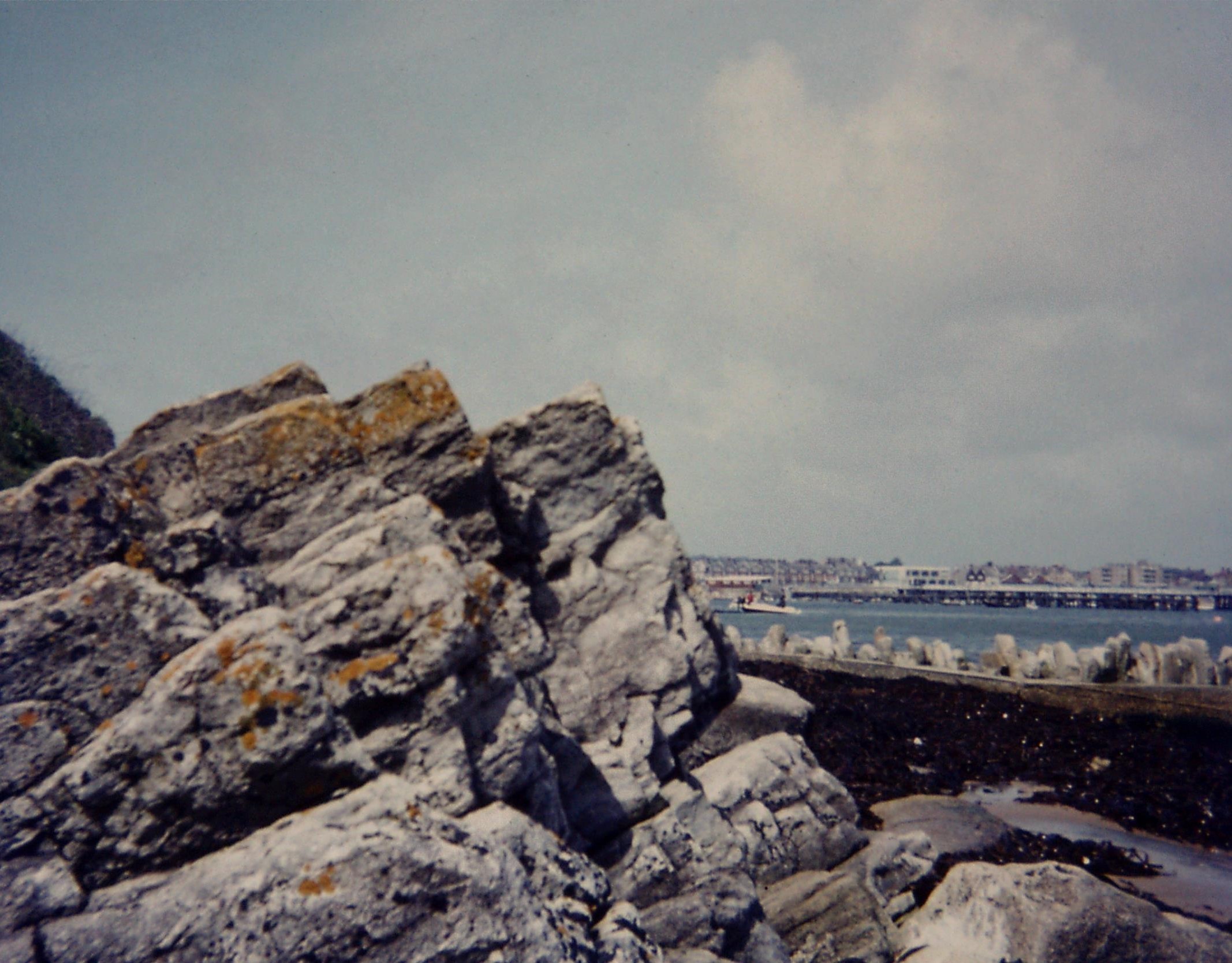1979 Dorset. Swanage from Peveril Point. Purbeck Group limestones